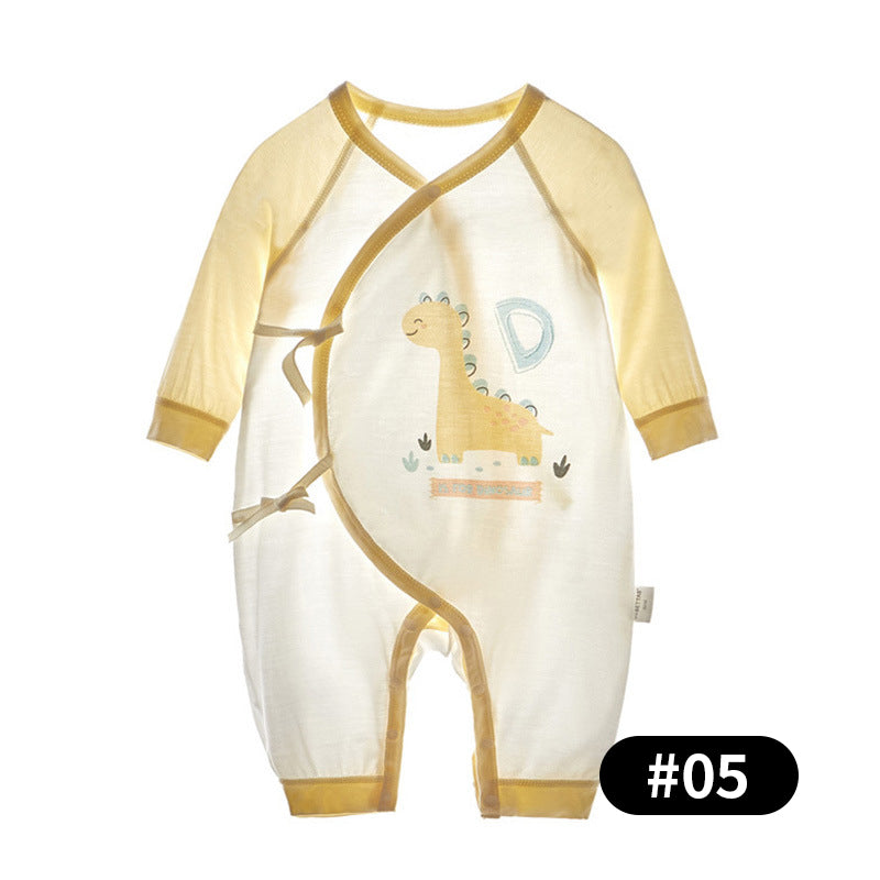 Summer Baby Romper, Natural Plant Fiber, Side-opening Velcro, 0-6Months - babysmile03