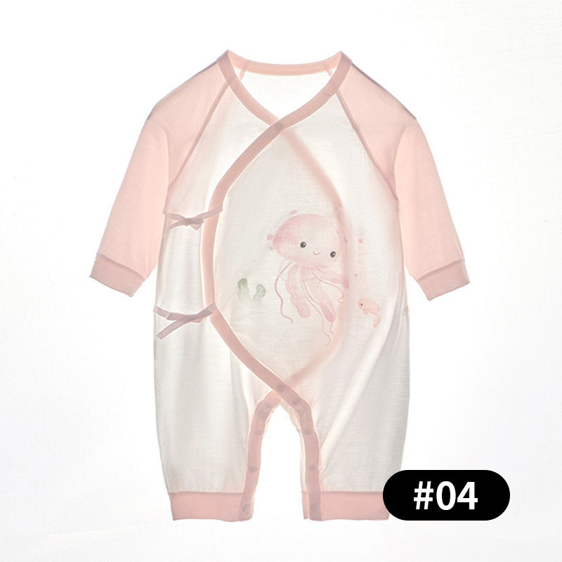 Summer Baby Romper, Natural Plant Fiber, Side-opening Velcro, 0-6Months - babysmile03