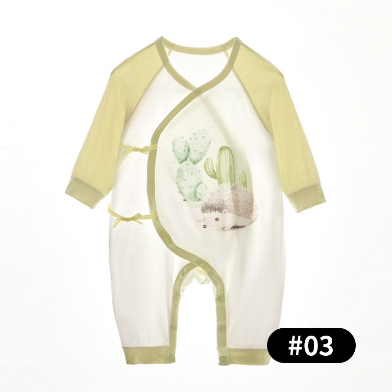 Summer Baby Romper, Natural Plant Fiber, Side-opening Velcro, 0-6Months - babysmile03