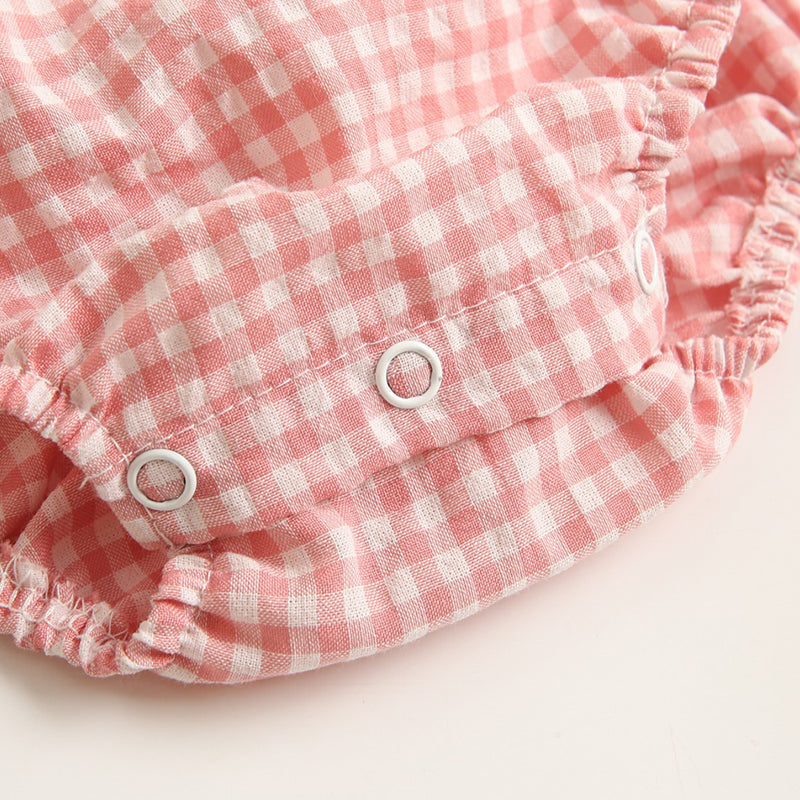 Baby Girls Plaid Pattern Bodysuits, 100% Pure Cotton Material, 0-36Months