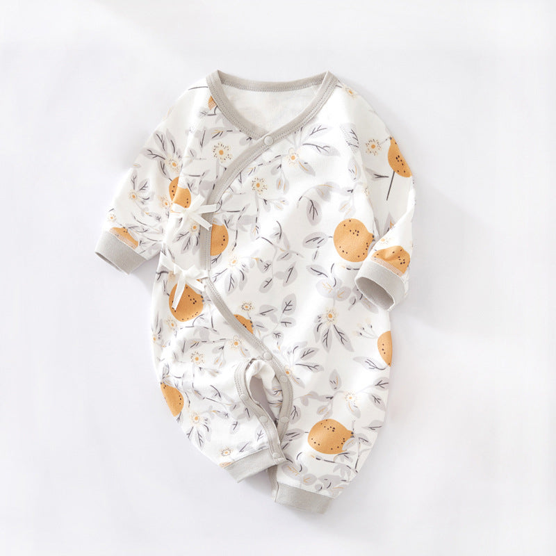 Summer Newborn Baby Romper, 100% Pure Cotton Material, Side-opening Velcro, 0-6Months - babysmile03