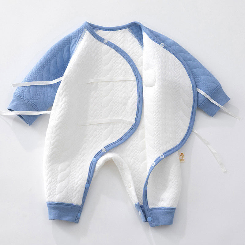 Autumn/Winter Newborn Baby Romper, Pure Cotton Material, Side-opening Velcro, 0-6Months - babysmile03