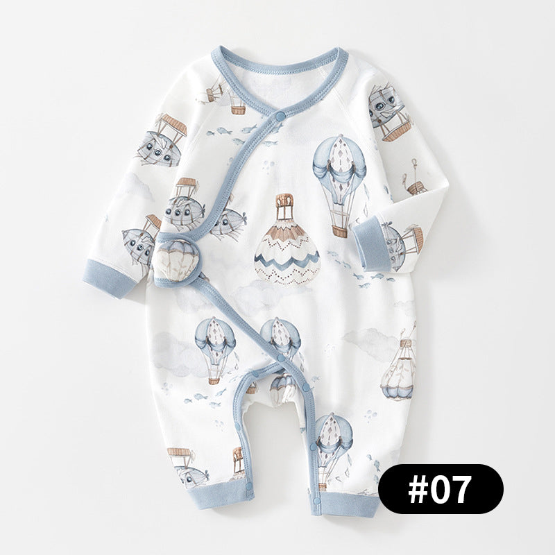 Newborn Baby Romper, 100% Pure Cotton Material, Side-opening Velcro, 0-6Months - babysmile03