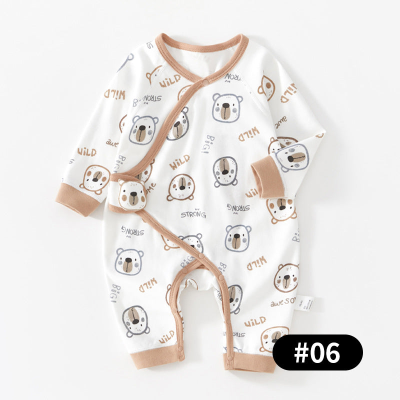 Newborn Baby Romper, 100% Pure Cotton Material, Side-opening Velcro, 0-6Months - babysmile03
