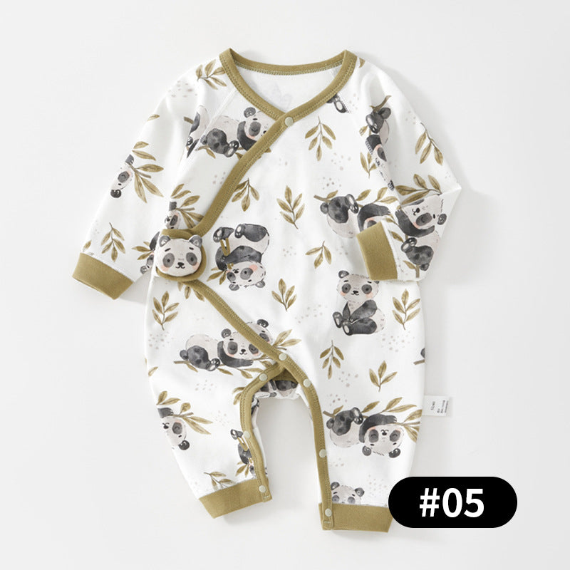 Newborn Baby Romper, 100% Pure Cotton Material, Side-opening Velcro, 0-6Months - babysmile03