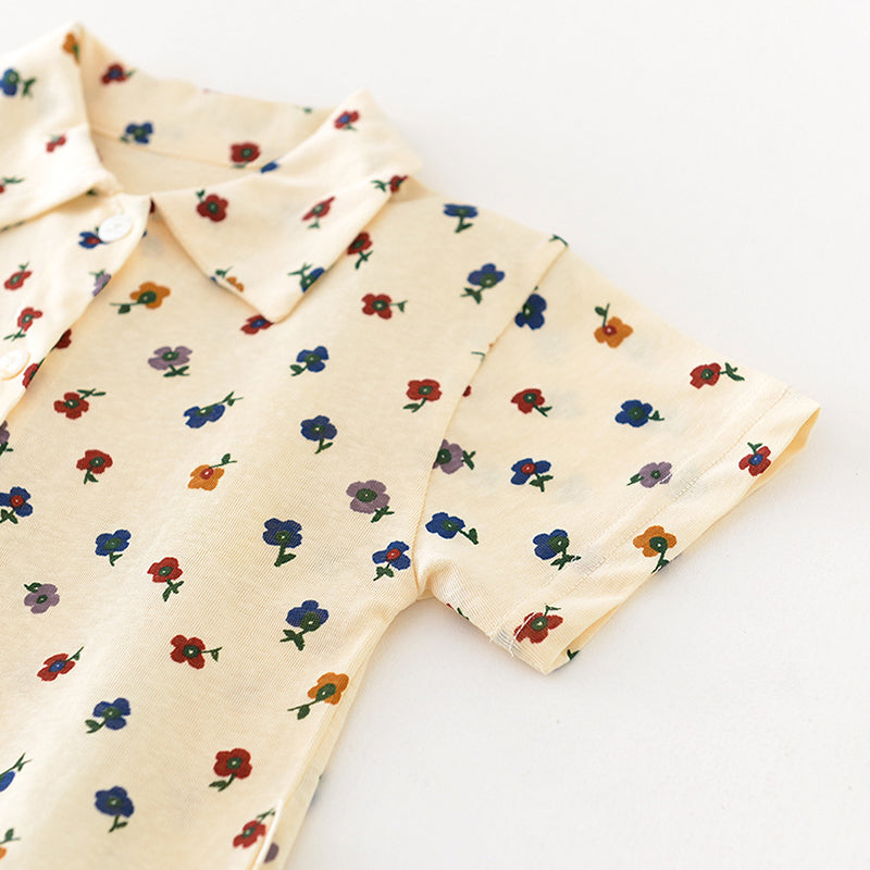 Beige baby Girls Blouse with Floral Pattern, Countryside Style, 1-4Years