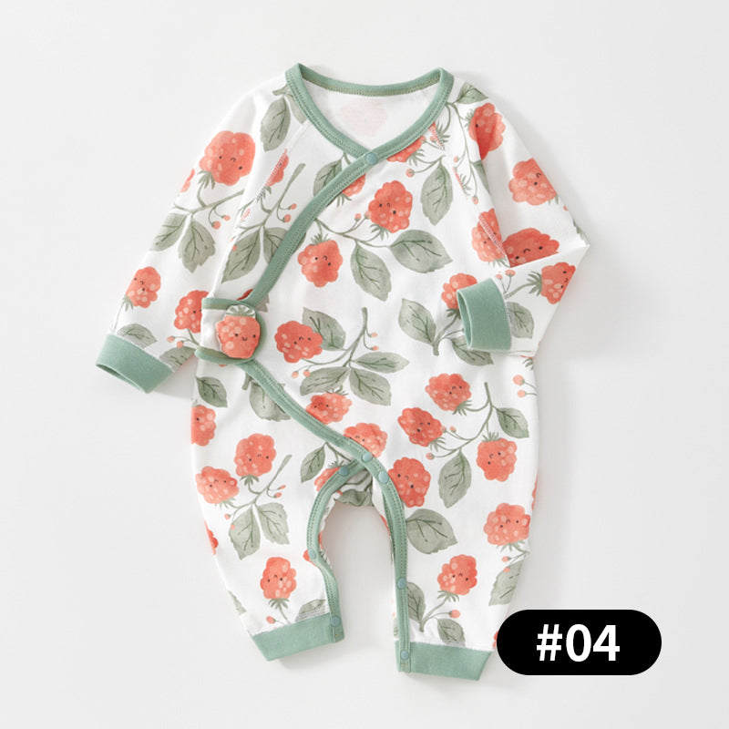 Newborn Baby Romper, 100% Pure Cotton Material, Side-opening Velcro, 0-6Months - babysmile03