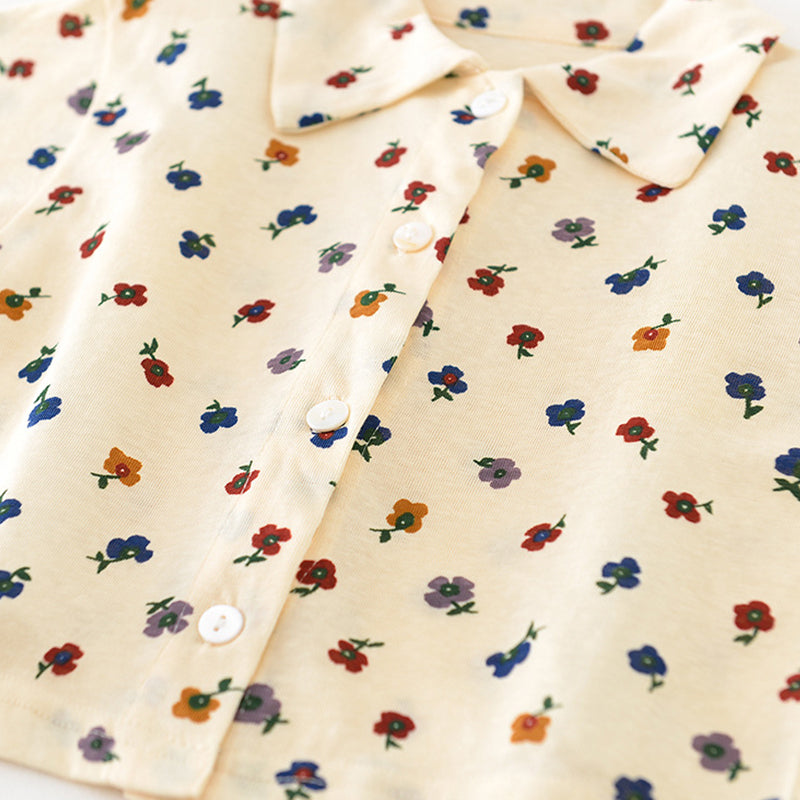 Beige baby Girls Blouse with Floral Pattern, Countryside Style, 1-4Years