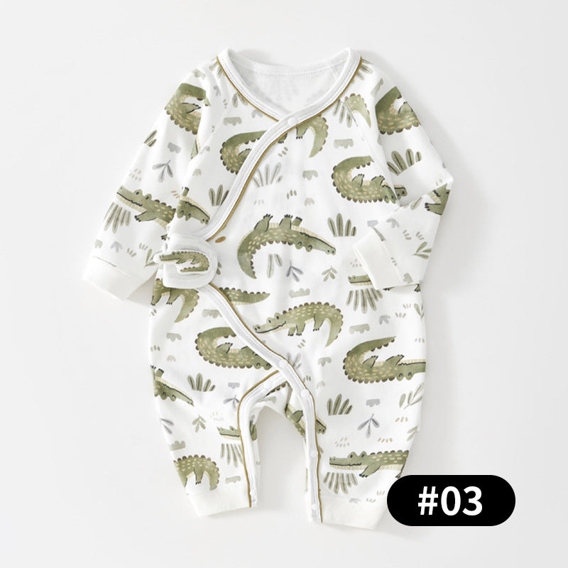 Newborn Baby Romper, 100% Pure Cotton Material, Side-opening Velcro, 0-6Months - babysmile03