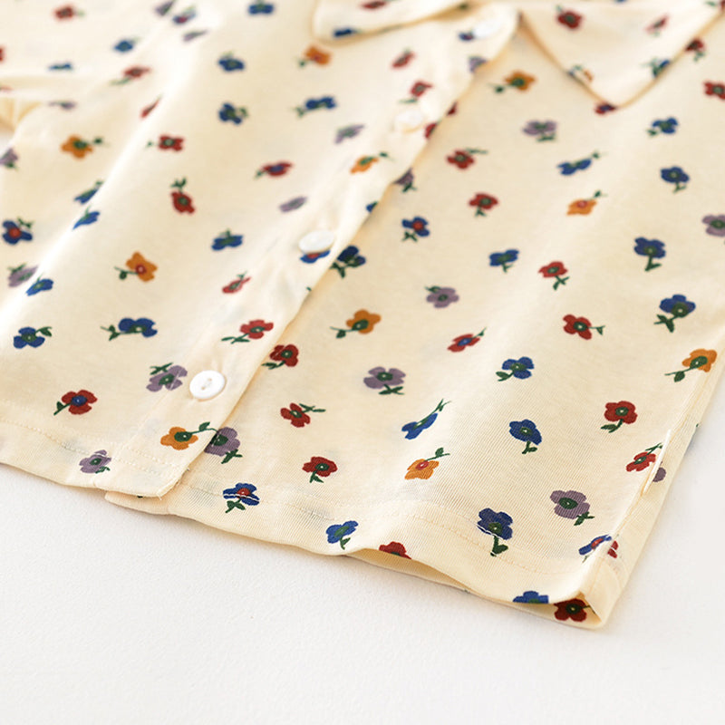 Beige baby Girls Blouse with Floral Pattern, Countryside Style, 1-4Years