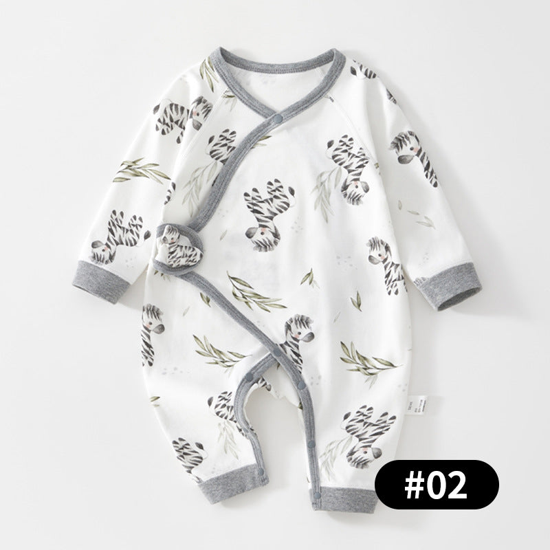 Newborn Baby Romper, 100% Pure Cotton Material, Side-opening Velcro, 0-6Months - babysmile03