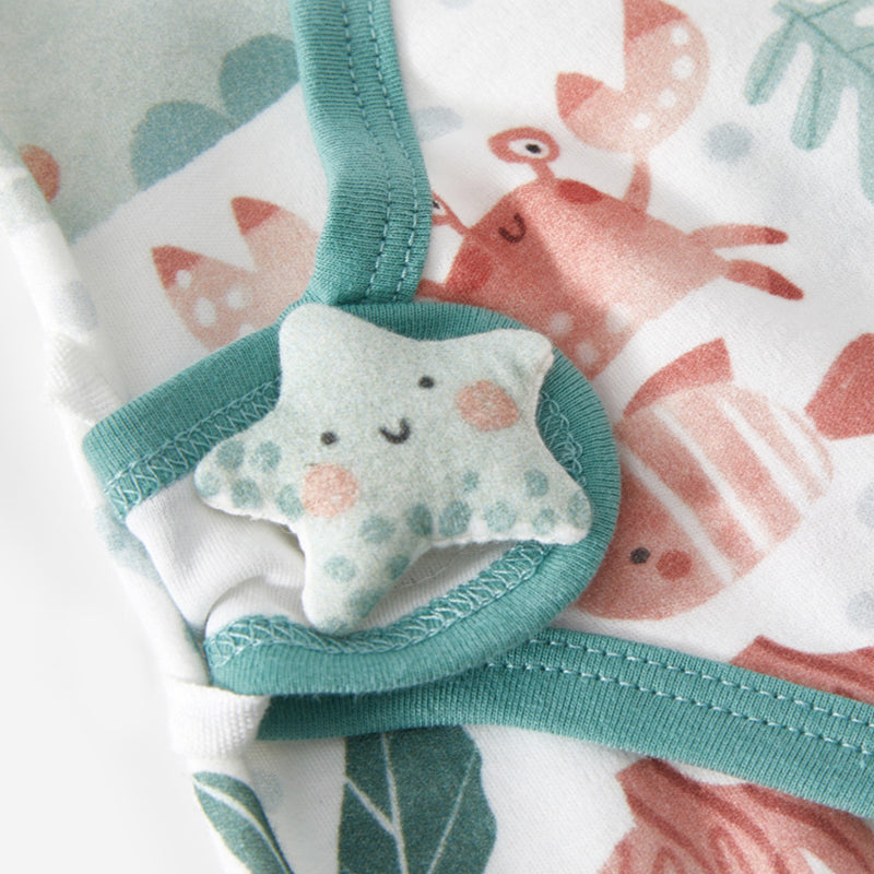 Newborn Baby Romper, 100% Pure Cotton Material, Side-opening Velcro, 0-6Months - babysmile03