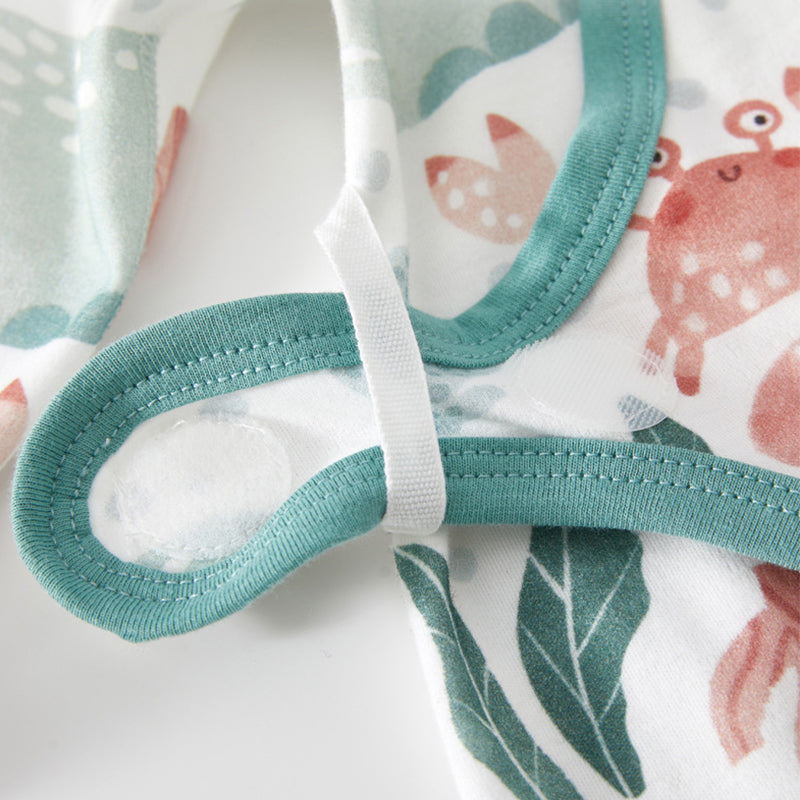 Newborn Baby Romper, 100% Pure Cotton Material, Side-opening Velcro, 0-6Months - babysmile03