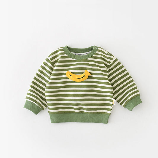 Banana Pattern Striped Baby Sweater, 6-36Months