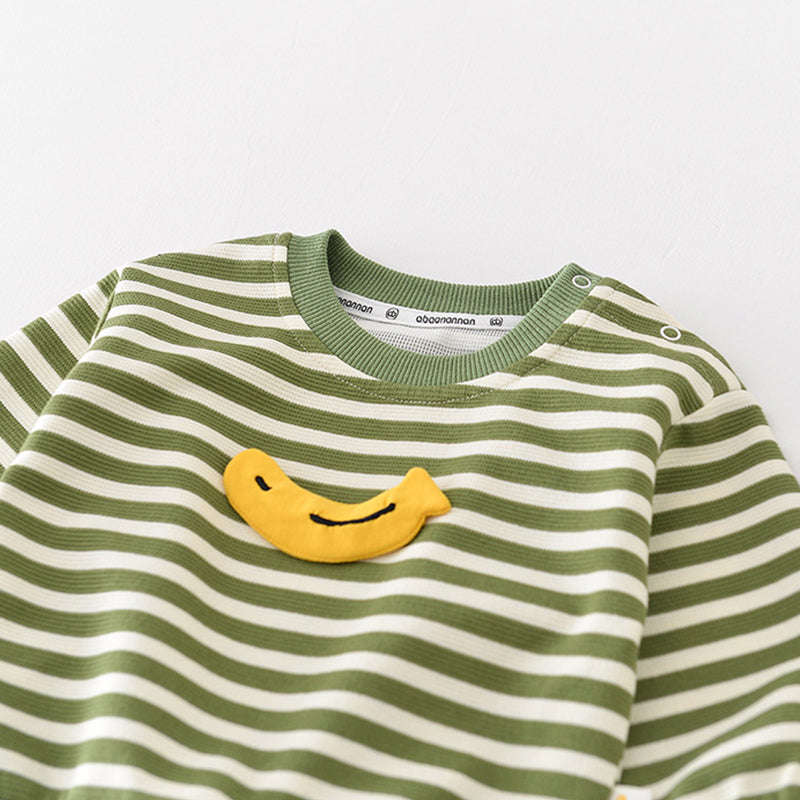 Banana Pattern Striped Baby Sweater, 6-36Months