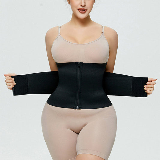 High-Waisted Tummy Control Teal Shapewear Leggings with Waist Trainer, Postpartum Body Shaping and Recovery
