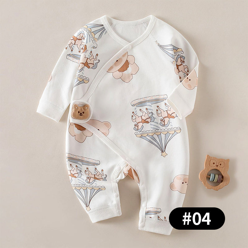 Newborn Baby Romper, Side-opening Velcro, 100% Pure Cotton Material, 0-6Months - babysmile03