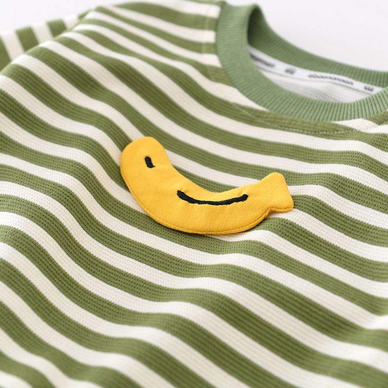 Banana Pattern Striped Baby Sweater, 6-36Months