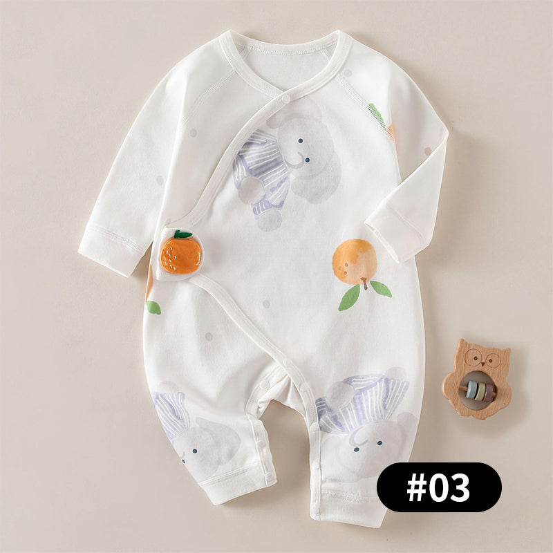 Newborn Baby Romper, Side-opening Velcro, 100% Pure Cotton Material, 0-6Months - babysmile03