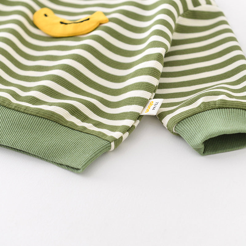 Banana Pattern Striped Baby Sweater, 6-36Months