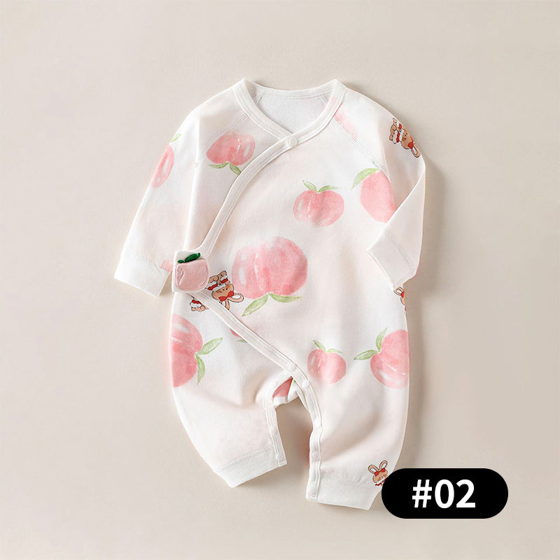 Newborn Baby Romper, Side-opening Velcro, 100% Pure Cotton Material, 0-6Months - babysmile03