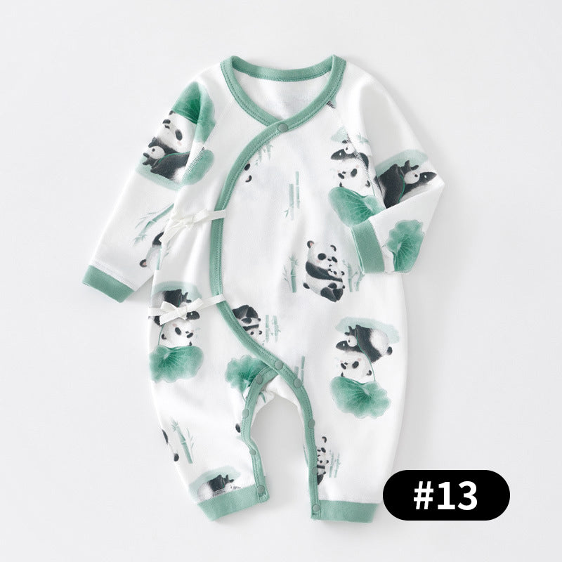 Newborn Baby Romper, 100% Pure Cotton Material, Side-opening Velcro, 0-6Months - babysmile03