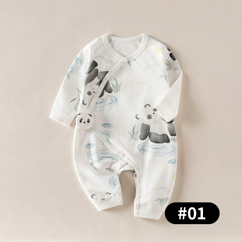 Newborn Baby Romper, Side-opening Velcro, 100% Pure Cotton Material, 0-6Months - babysmile03