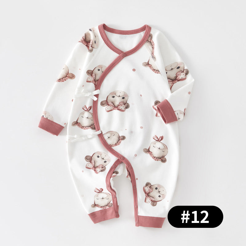 Newborn Baby Romper, 100% Pure Cotton Material, Side-opening Velcro, 0-6Months - babysmile03