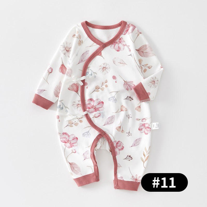 Newborn Baby Romper, 100% Pure Cotton Material, Side-opening Velcro, 0-6Months - babysmile03
