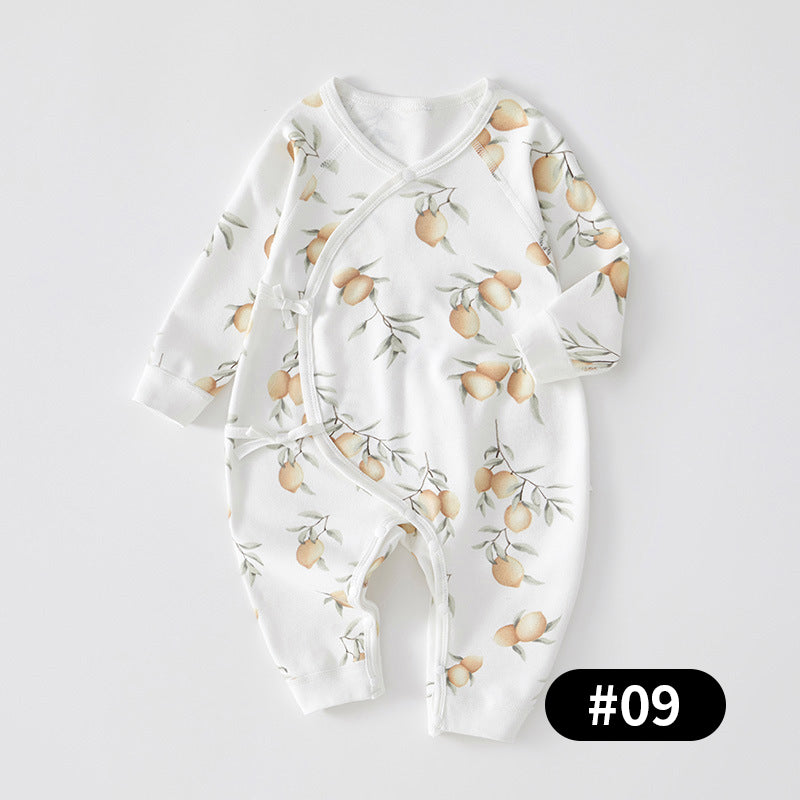 Newborn Baby Romper, 100% Pure Cotton Material, Side-opening Velcro, 0-6Months - babysmile03