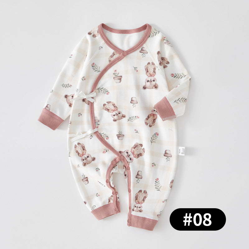Newborn Baby Romper, 100% Pure Cotton Material, Side-opening Velcro, 0-6Months - babysmile03