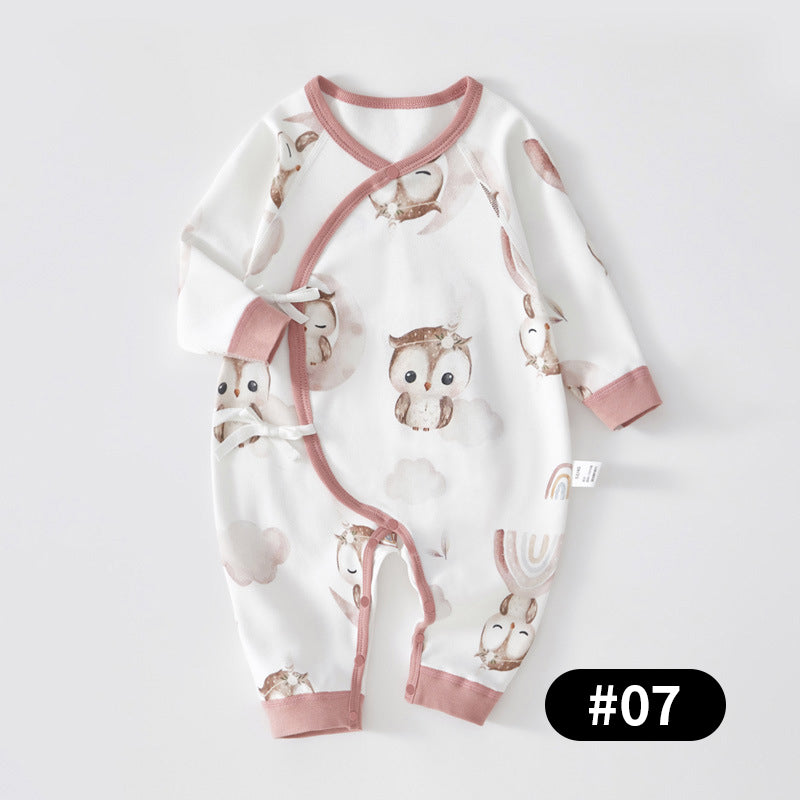 Newborn Baby Romper, 100% Pure Cotton Material, Side-opening Velcro, 0-6Months - babysmile03