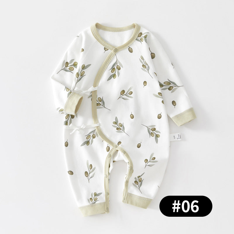 Newborn Baby Romper, 100% Pure Cotton Material, Side-opening Velcro, 0-6Months - babysmile03