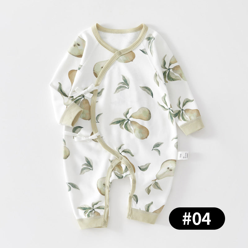 Newborn Baby Romper, 100% Pure Cotton Material, Side-opening Velcro, 0-6Months - babysmile03