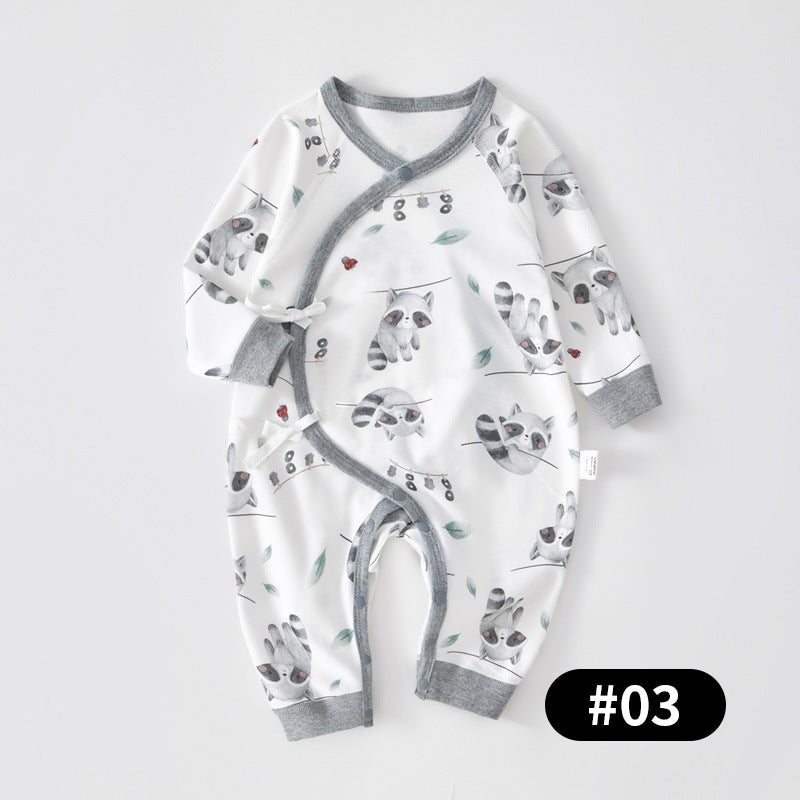 Newborn Baby Romper, 100% Pure Cotton Material, Side-opening Velcro, 0-6Months - babysmile03