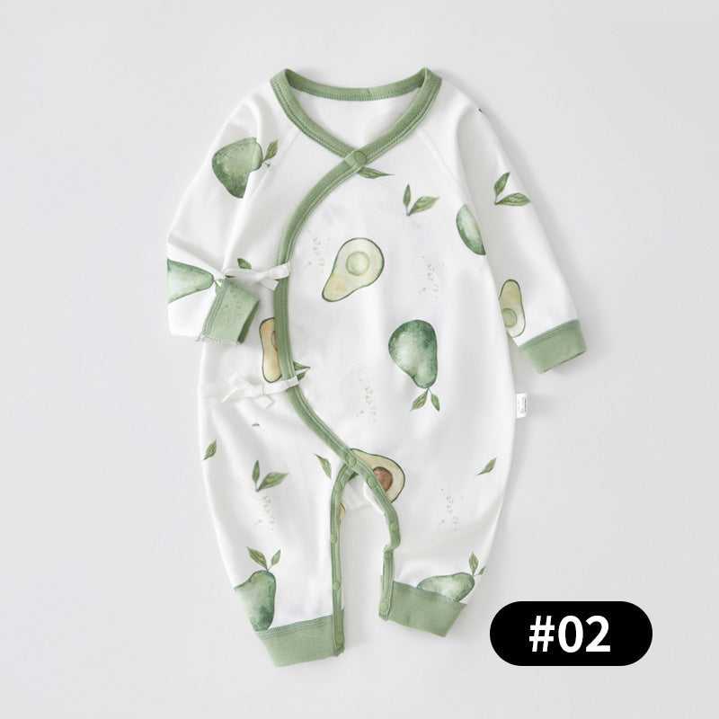 Newborn Baby Romper, 100% Pure Cotton Material, Side-opening Velcro, 0-6Months - babysmile03