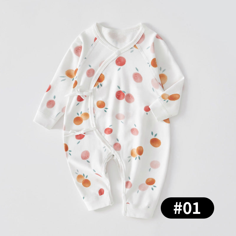Newborn Baby Romper, 100% Pure Cotton Material, Side-opening Velcro, 0-6Months - babysmile03
