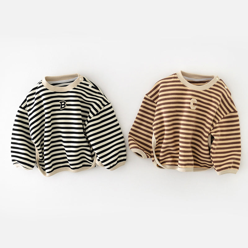 Letter Pattern Striped Baby Sweater, 6-36Months