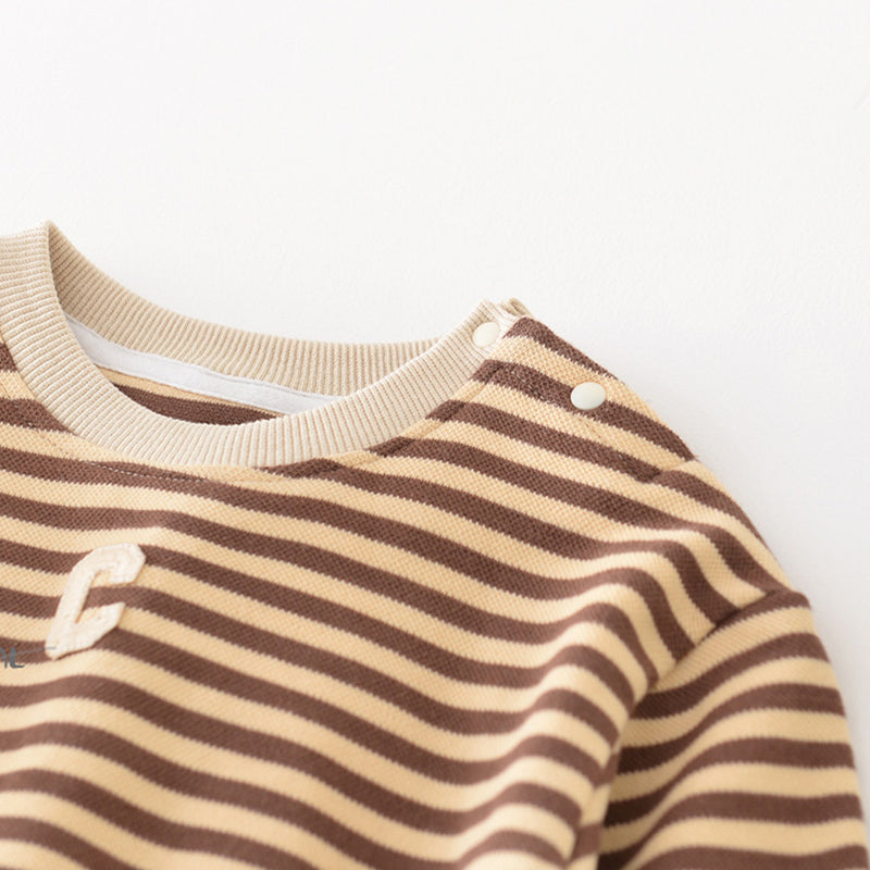 Letter Pattern Striped Baby Sweater, 6-36Months
