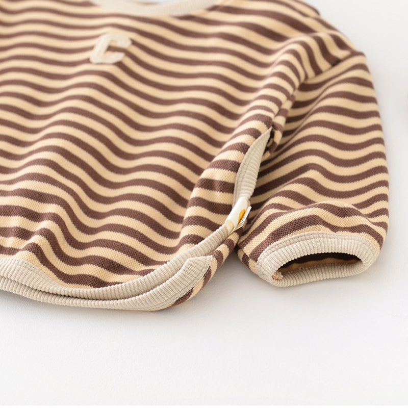 Letter Pattern Striped Baby Sweater, 6-36Months