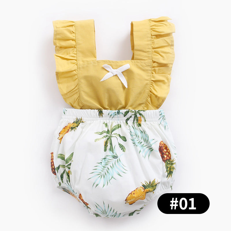Baby Girls Pineapple Patterned Bodysuits, 100% Pure Cotton Material, 0-36Months