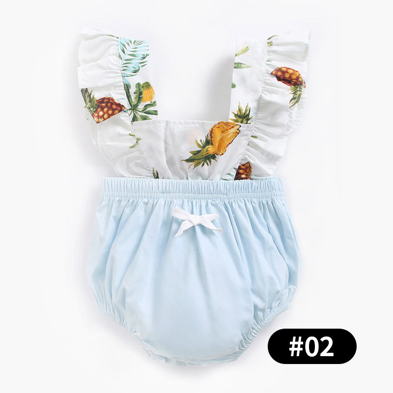 Baby Girls Pineapple Patterned Bodysuits, 100% Pure Cotton Material, 0-36Months