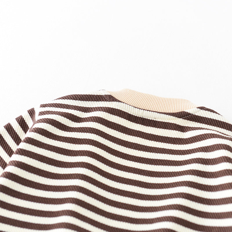Cartoon Bear Pattern Striped Baby Sweater, 6-36Months