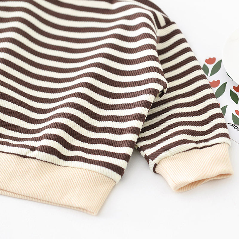 Cartoon Bear Pattern Striped Baby Sweater, 6-36Months