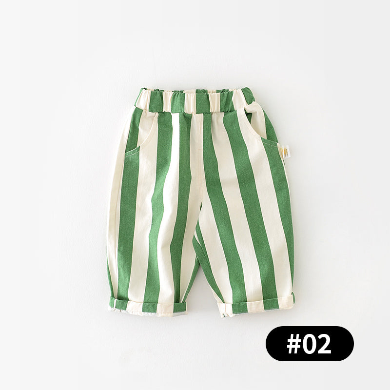 Loose-Fitting Baby Trousers with a Striped Pattern, 6-36Months