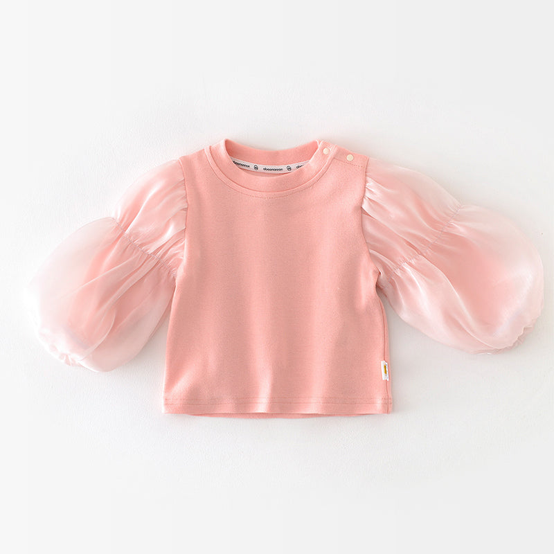 Pink Baby Girl Sweater with Mesh Sleeves, 6-36Months