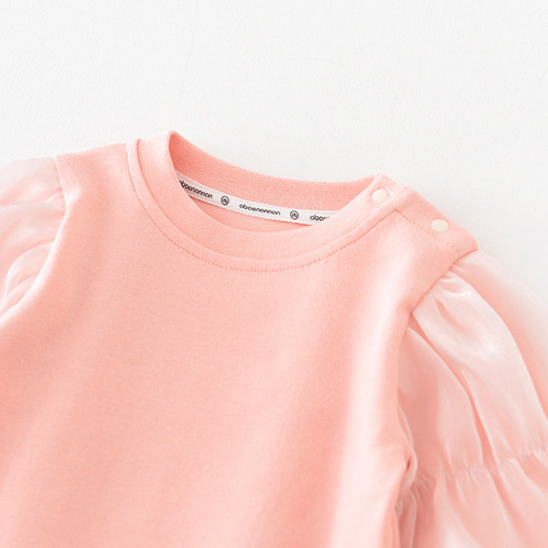 Pink Baby Girl Sweater with Mesh Sleeves, 6-36Months