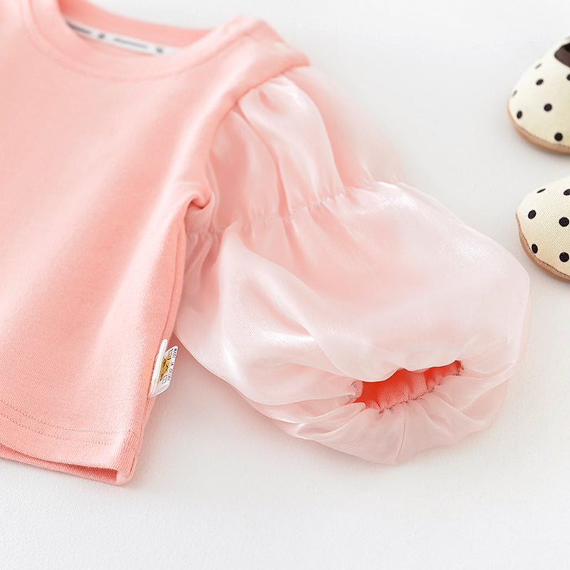 Pink Baby Girl Sweater with Mesh Sleeves, 6-36Months