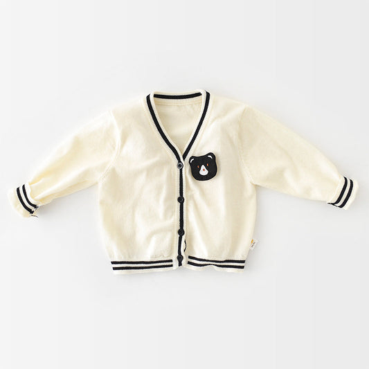 Cartoon Bear Pattern Sweater, Collegiate Style, 6-36Months
