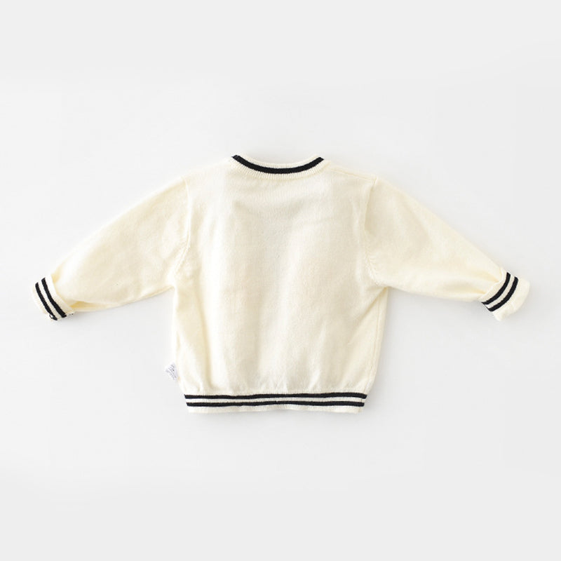 Cartoon Bear Pattern Sweater, Collegiate Style, 6-36Months